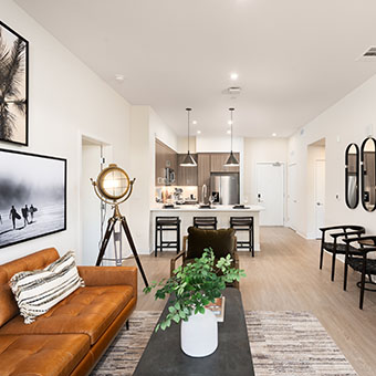 Image of a living space of an apartment at Rowe at Pear Village